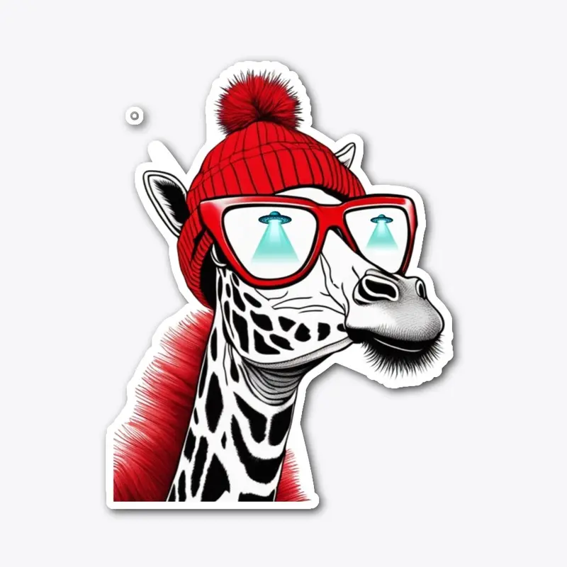 Giraffe in a red Beanie